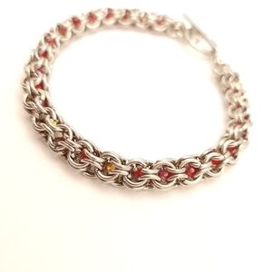 Chainmail Bracelet In Stainless Steel With Captured Preciosa Crystals